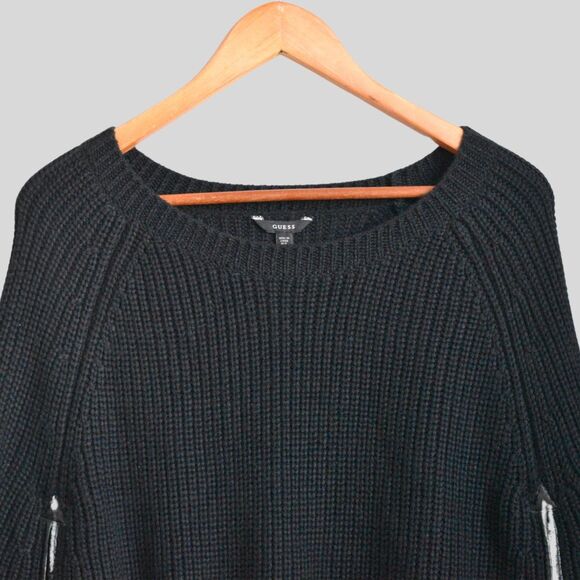 GUESS Women's Black Knit Cape Coat Size M/L - Picture 3 of 6